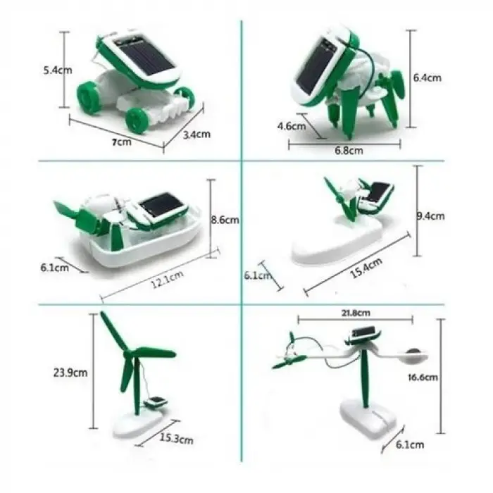 Kullanıma Uygun Güneş Enerjisiyle Çalışan Robot Oluşturma Seti Solar Kit (6 in 1)