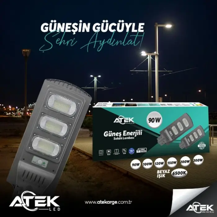 120 W Ölçülü Güneş Enerjili Sokak Lambası