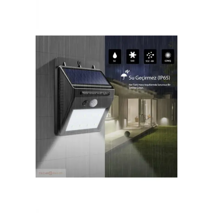 Kullanıma Uygun Güneş Enerjisiyle Çalışan Solar Dış Mekan Lambası 20 LED Aydınlatmalı Duvar Tipi