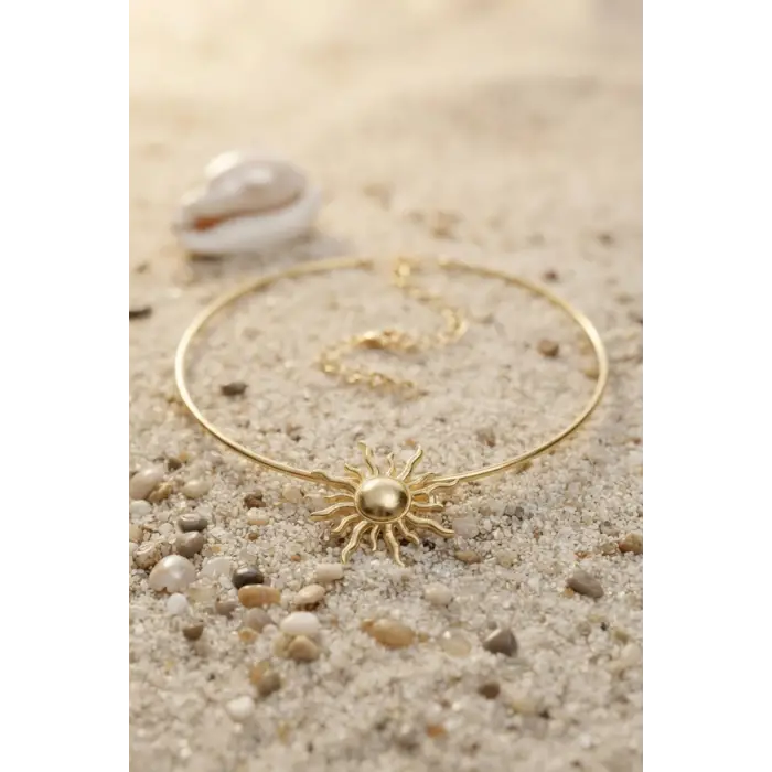 Kadın Kolye Güneş Model Gold Renk Choker