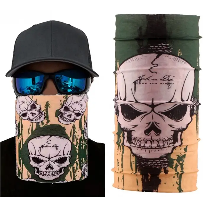 Kullanıma Uygun Haki Kuru Kafa Baskılı Buff Bandana 25x48 cm