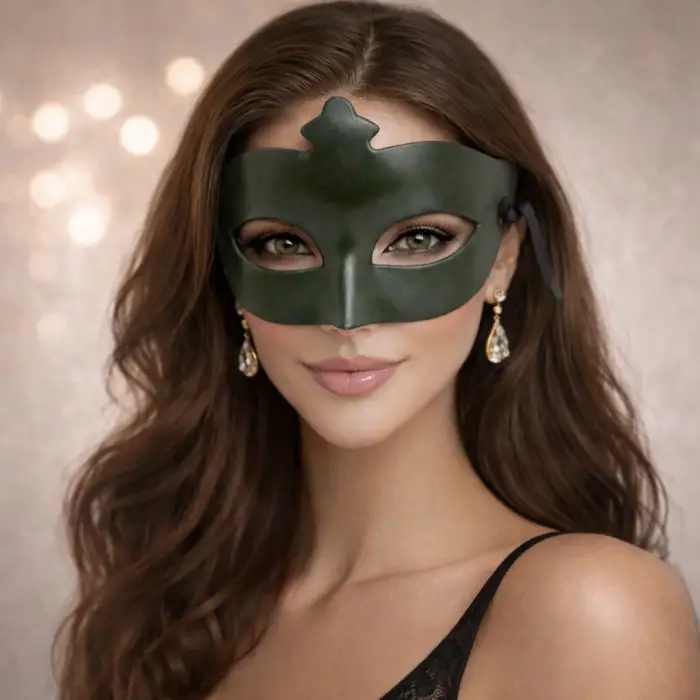 Plastik Haki Yeşil Gizemli Masquerade Balo Maskesi