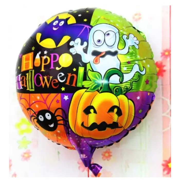 Kullanıma Uygun Halloween Örümcekli Kabaklı Folyo Balon 18 inç