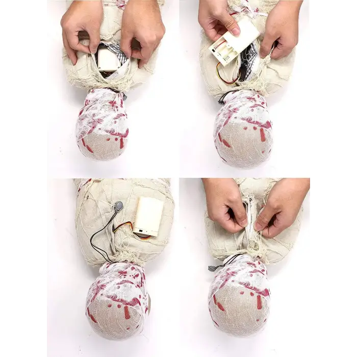 25x75 cm Kullanıma Uygun Halloween Sensörlü Işıklı Hareketli Mumya
