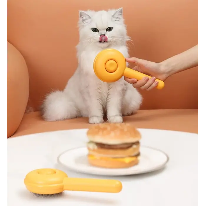 Kullanıma Uygun Hamburger Şekilli Otomatik Temizlenen Evcil Hayvan Tarağı