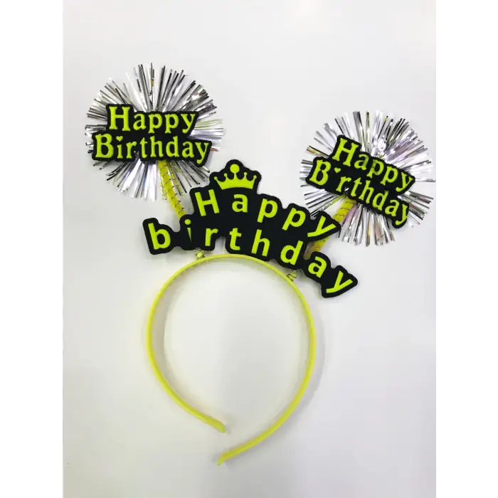 12 Adet Happy Birthday Neon Renk Doğum Günü Tacı