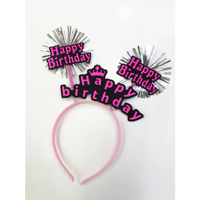 12 Adet Happy Birthday Neon Renk Doğum Günü Tacı