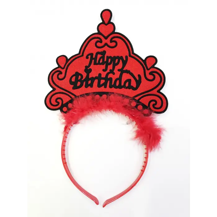 12 Adet Happy Birthday Yazılı Neon Renk Taç