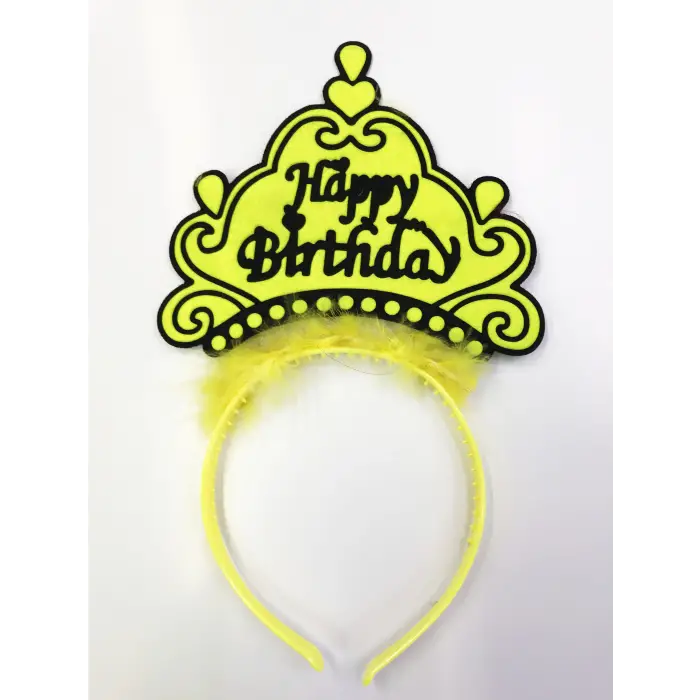 12 Adet Happy Birthday Yazılı Neon Renk Taç