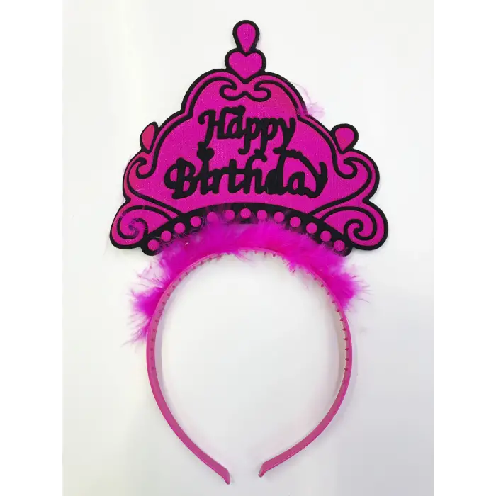 12 Adet Happy Birthday Yazılı Neon Renk Taç