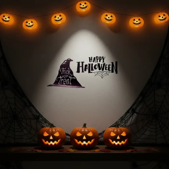57 cm Cam Happy Halloween Temalı Duvar Stickerı
