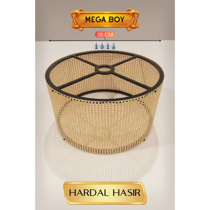 35 CM Ölçülü Hardal Hasır Lambader Başlığı Mega Boy