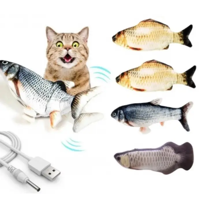 30 cm Kullanıma Uygun Hareketli Balık Kedi Oyuncağı Şarjlı