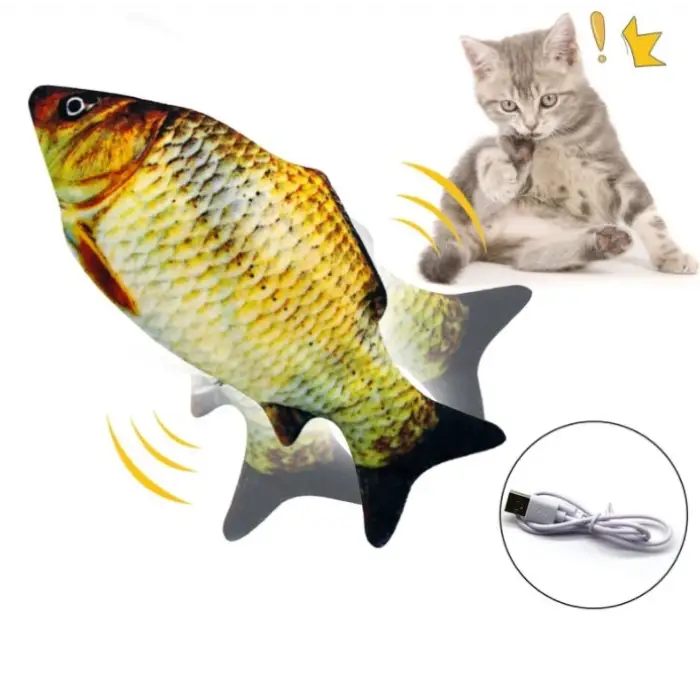 30 cm Kullanıma Uygun Hareketli Balık Kedi Oyuncağı Şarjlı