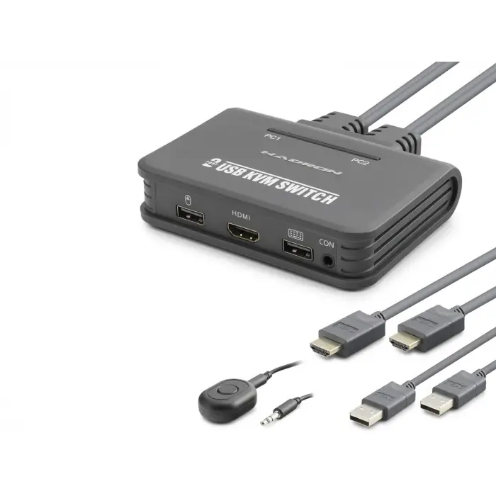 Hdmi Usb Kvm Switch 2 Port Hdmi 2 Port Usb Dahili Kablolu Siyah