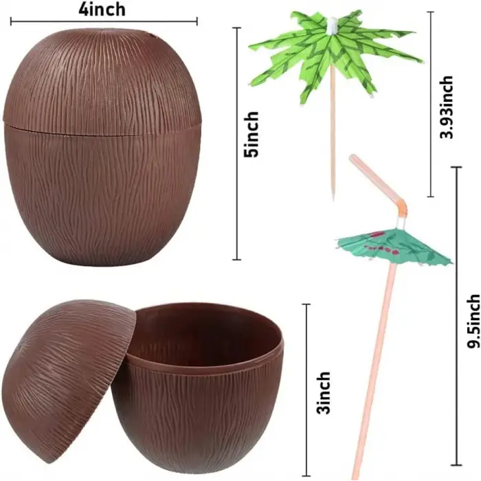 10x13 cm plastik Bardak Hindistan Cevizi Pipetli