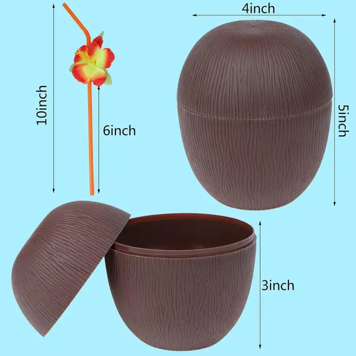 10x13 cm plastik Bardak Hindistan Cevizi Pipetli