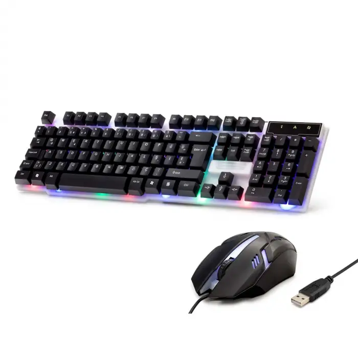 Kablolu Oyuncu Klavye Mouse Set Led Q Siyah H837Q Çeşidi