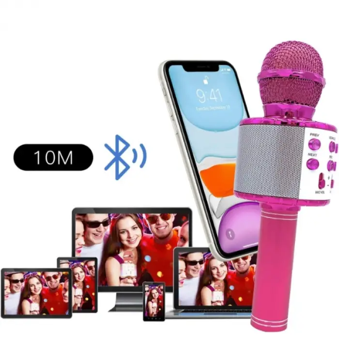Kullanıma Uygun Kablosuz Hoparlörlü Bluetooth Karaoke Mikrofonu