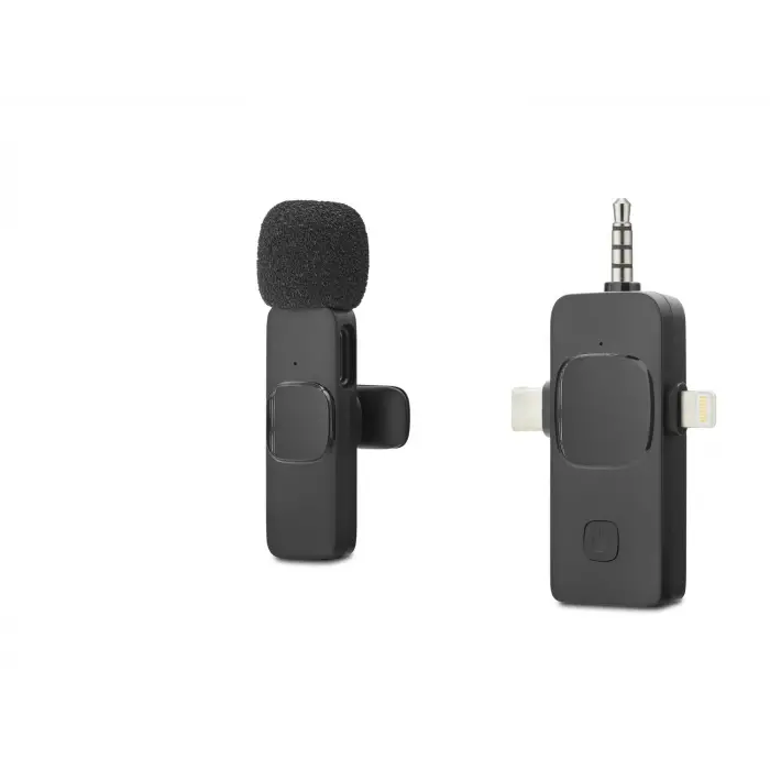3.5 Mm Ölçülü Kablosuz Yaka Mikrofonu Type c Lightning Siyah