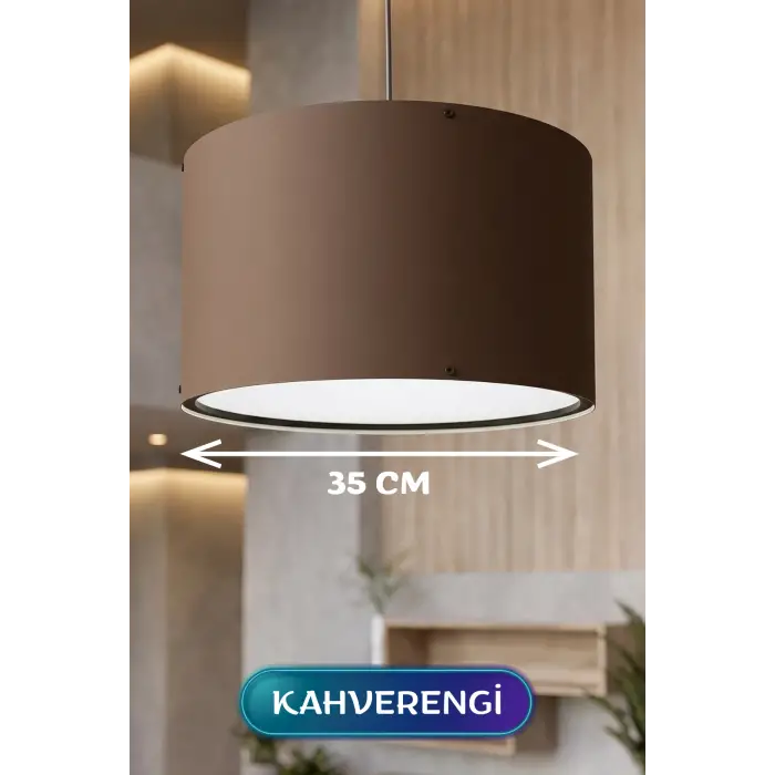 35 CM Ölçülü Kahverengi Kumaş Başlıklı Sarkıt Avize