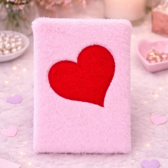21 X 15 Cm 75 Sayfa Defter Kalpli Pembe Peluş