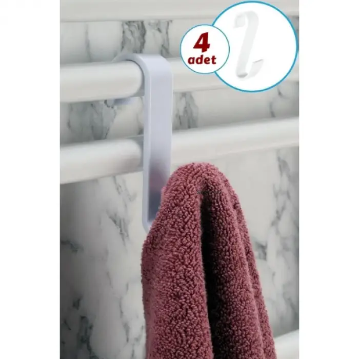 Beyaz 4 adet Kullanıma Uygun Kanca Askı Aparatı Seti 4lü