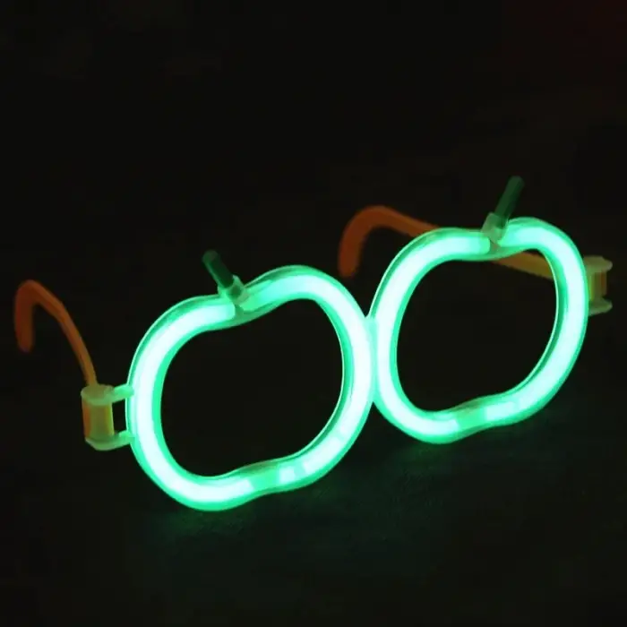 12 Adet Karanlıkta Parlayan Neon Fosforlu Elma Gözlük Seti