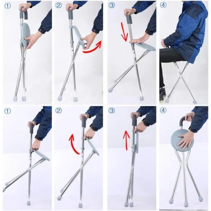 88 cm Ölçülü Katlanabilir Baston Sandalye Oturaklı
