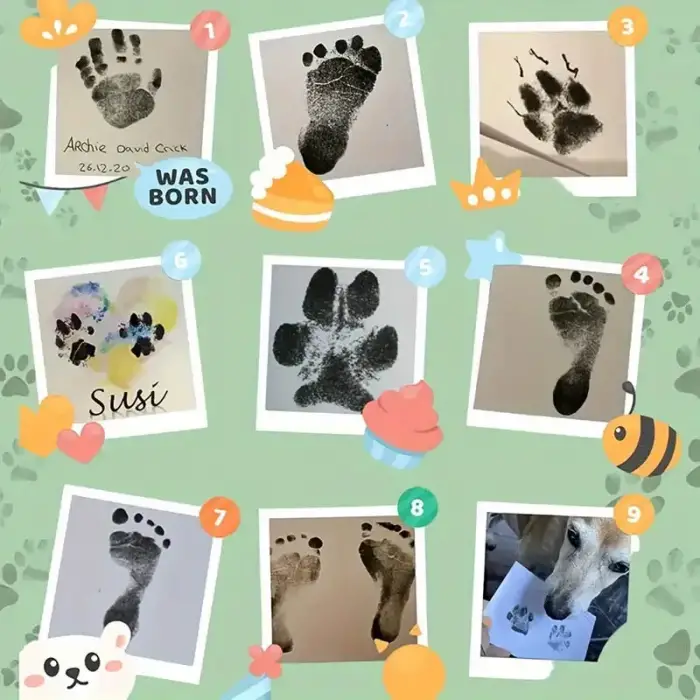Kullanıma Uygun Kedi Köpek Pati İzi Fotoğraf Çerçevesi Seti