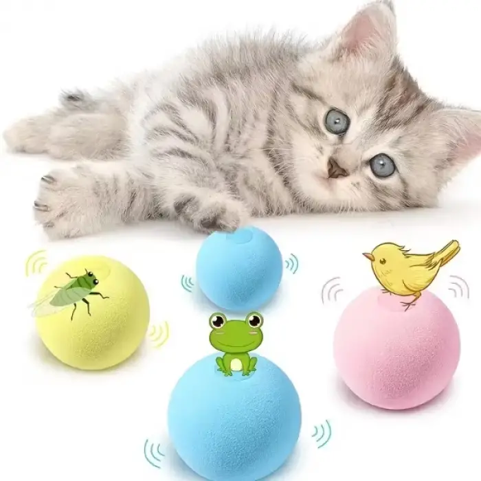 Kullanıma Uygun Kedi Otlu 3 Sesli İnteraktif Top Kedi Oyuncağı