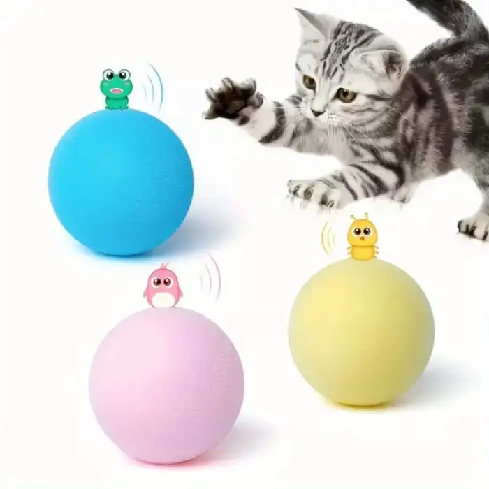 Kullanıma Uygun Kedi Otlu 3 Sesli İnteraktif Top Kedi Oyuncağı