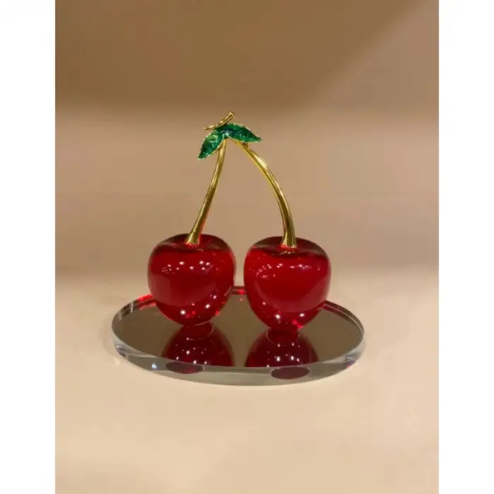 10x10 cm Metal Kiraz Kristal Süs
