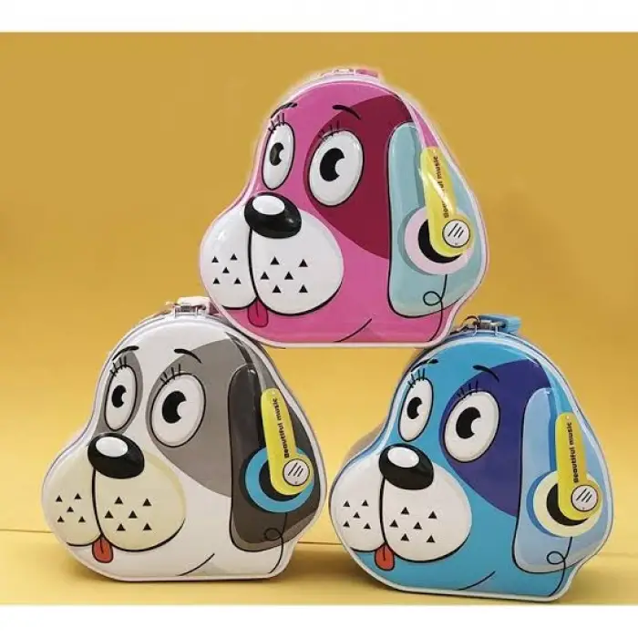 14 x 7,5 cm Pembe 3 renk Kullanıma Uygun Köpek Tasarımlı Kumbara