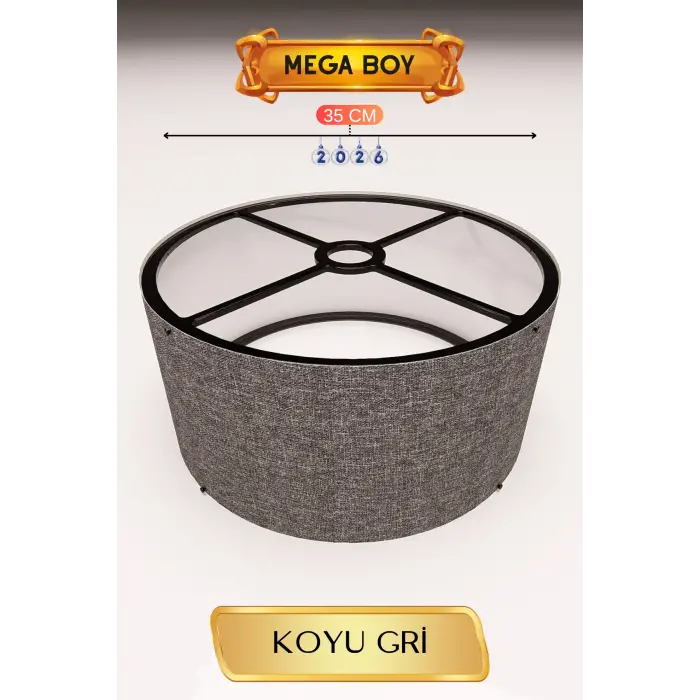 35 CM Ölçülü Koyu Gri Lambader Başlığı Mega Boy