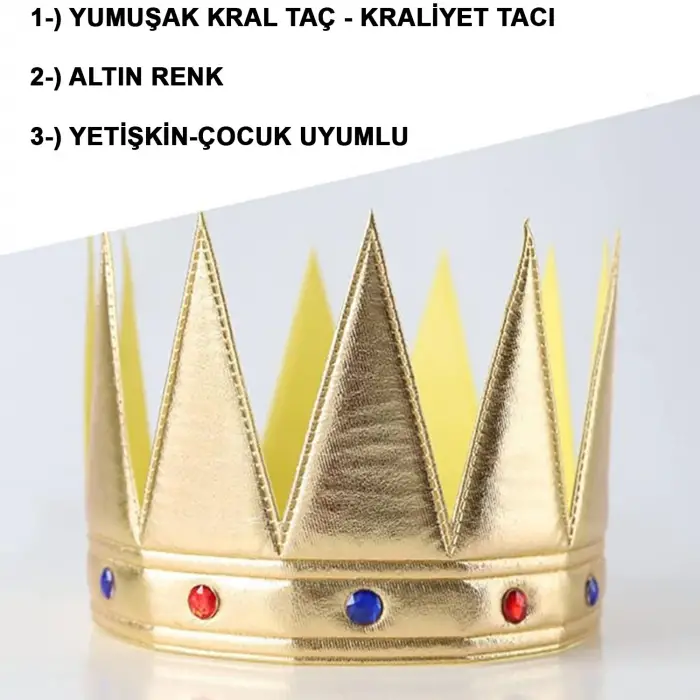 Kullanıma Uygun Kral Kraliyet Tacı Yetişkin Çocuk Uyumlu