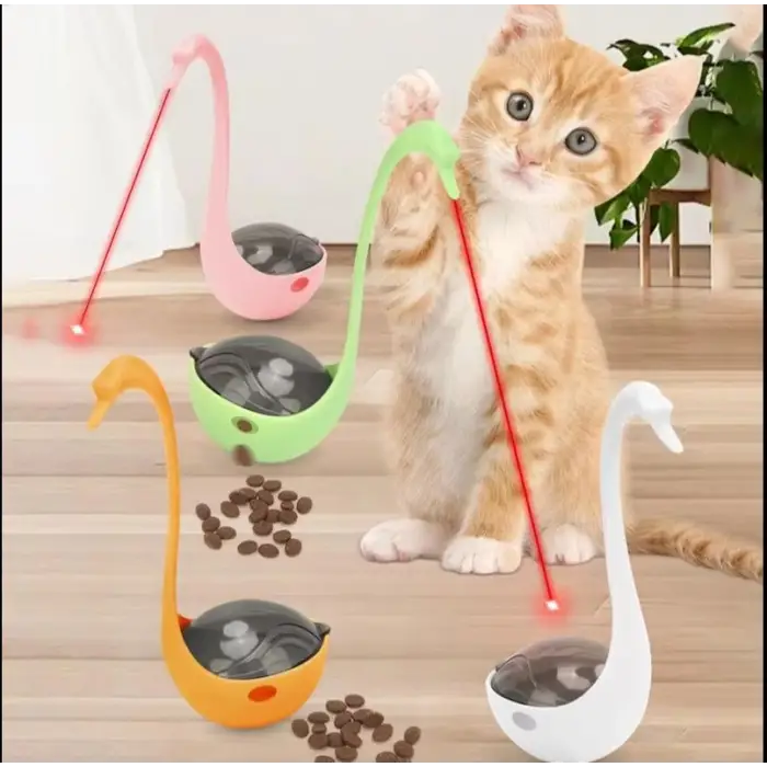 17.5 cm Yeşil 1 Adet Kullanıma Uygun Kuğu Şeklinde Lazerli Kedi Oyuncağı
