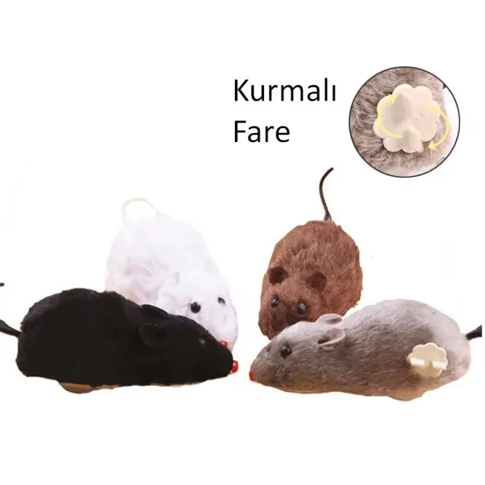 7 cm siyah Kullanıma Uygun Kurmalı Fare Kedi Eğitim Oyuncağı