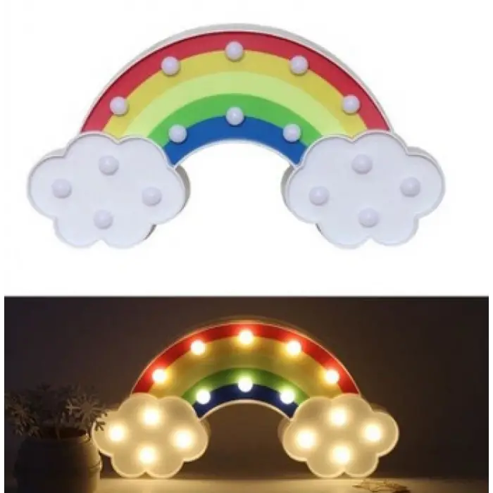 30x16 cm 2 adet Kullanıma Uygun Led Işıklı Gökkuşağı Gece Lambası