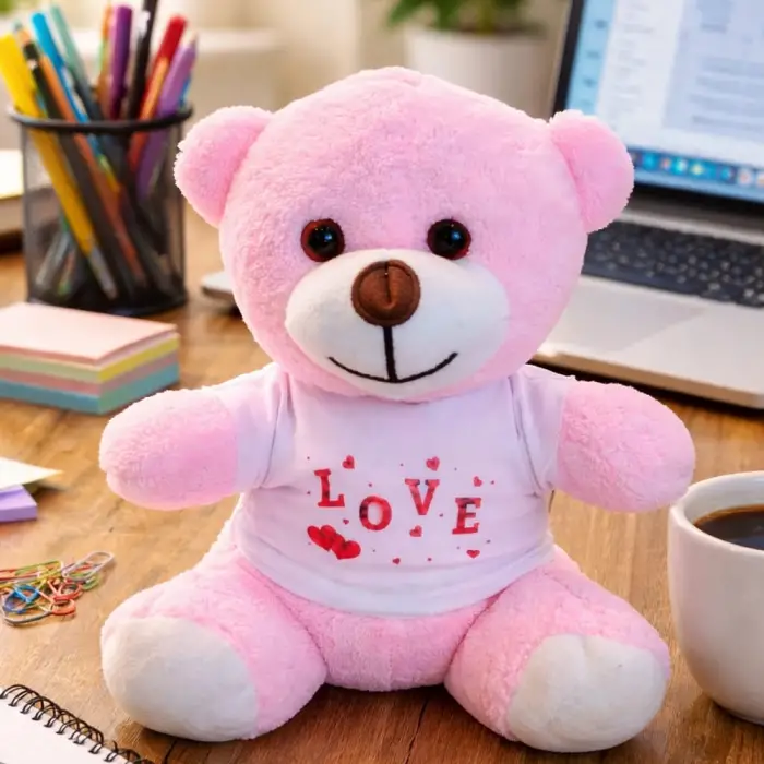 25 cm PEMBE 23 cm Atkılı Peluş Ayıcık Karışık Renkli