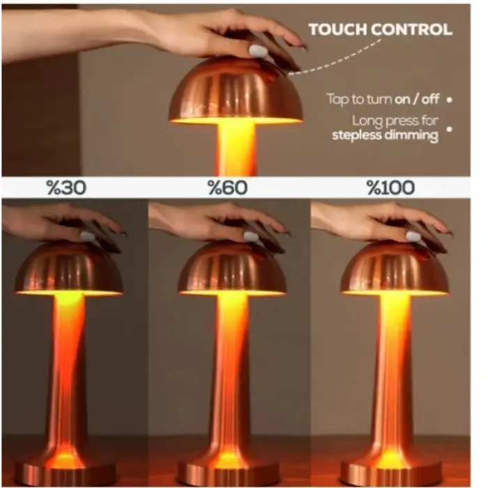 23 cm Masa Lambası Mantar Dokunmatik LED