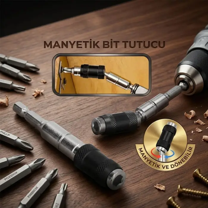 Metal Manyetik Bit Tutucu Mafsallı Döner Başlık