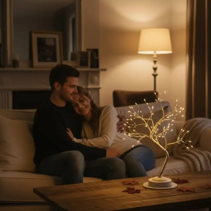 Kablosuz Kullanıma Uygun Masaüstü Peri LED Ağaç Lamba