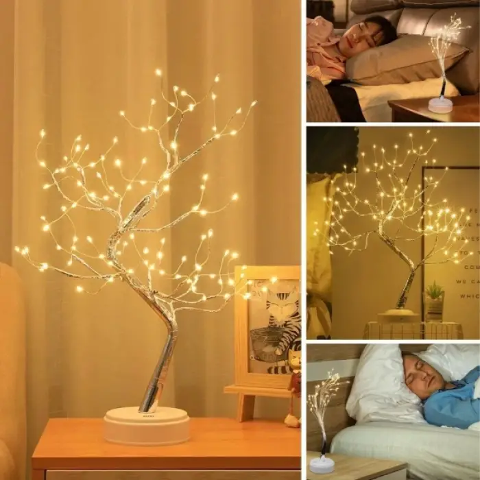 Kablosuz Kullanıma Uygun Masaüstü Peri LED Ağaç Lamba