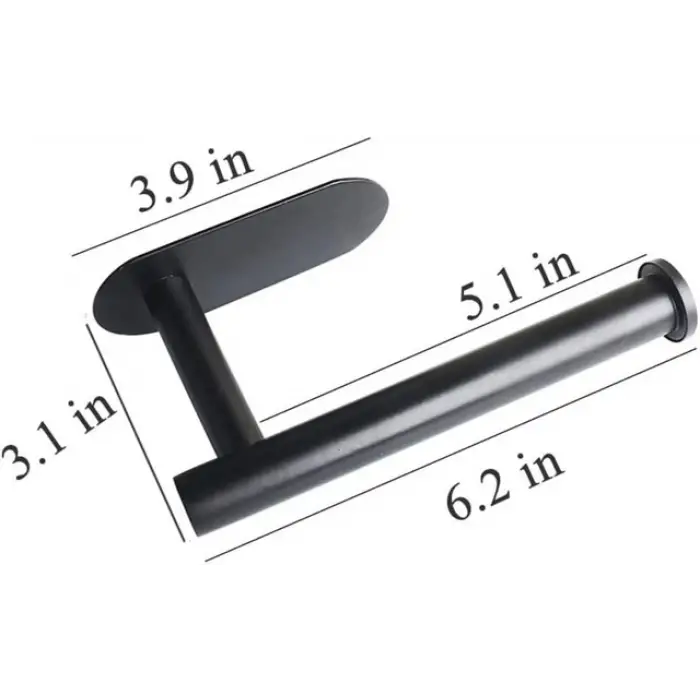 Metal Mat Siyah Kendinden Yapışkanlı Tuvalet Kağıtlığı