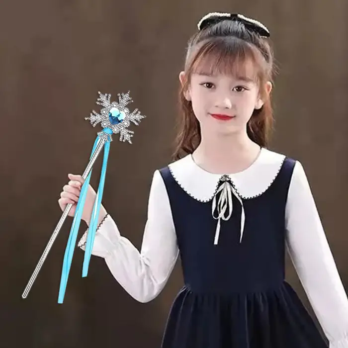 34 cm Kullanıma Uygun Mavi Kar Taneli Elsa Asası