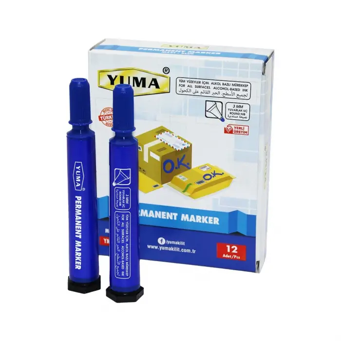 3 mm Ölçülü Mavi Koli Kalemi Yuvarlak Uç