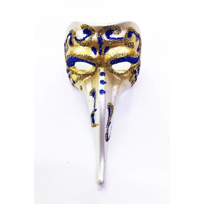 Maske Mavi Renk İşlemeli Seramik Malzemeden İmal Venedik Uzun Magnet