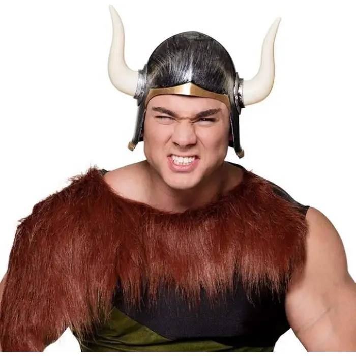 Kullanıma Uygun Mega Boynuzlu Viking Ivar Kaskı Eskitilmiş Desen Gümüş Renk