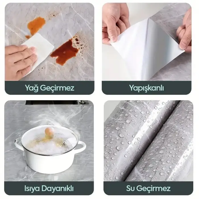 5 Metre Ölçülü Mermer Desenli Kaplama Kağıdı